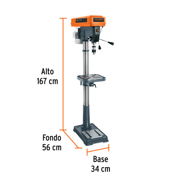 TALADRO DE PEDESTAL (PISO) TRUPER DE 17" BROQUERO 5/8 1200W 1-1/2HP  (16182)