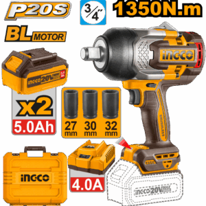 PISTOLA DE IMPACTO INGCO DE 1350NM RAIZ 3/4“ DE 20V (UCIWLI20135)  (89269)