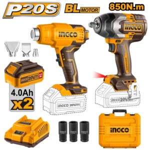 COMBO PISTOLA DE IMPACTO INGCO 20V Y PISTOLA DE CALOR 2BAT.4.0AH (UCOSLI240489) (88036)