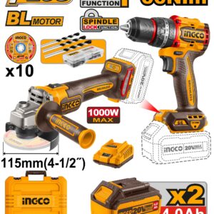 COMBO TALADRO Y ESMERILADORA 20V INGCO Y DISCO BRUSHLESS (UCKLI20273) 89123